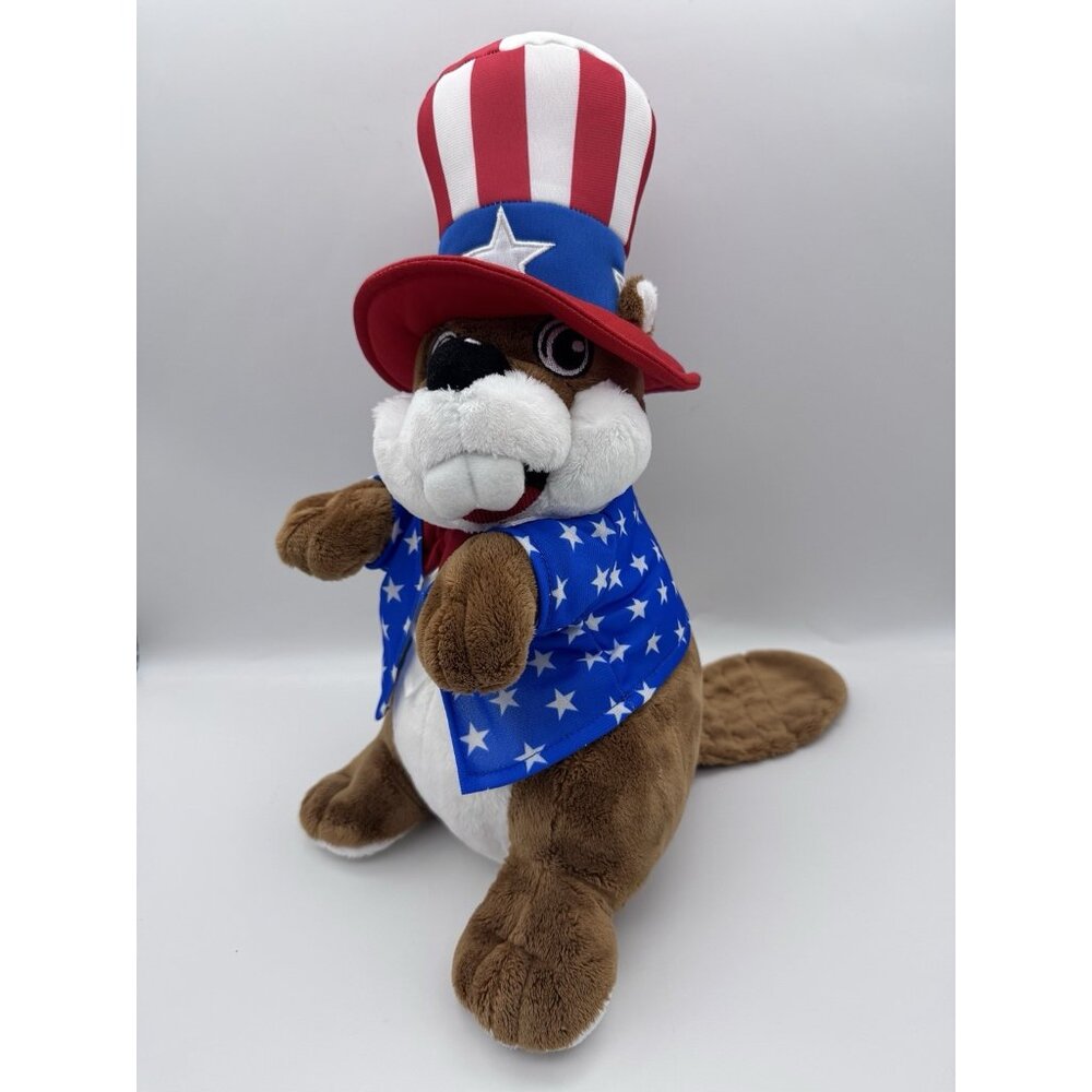 Buc-ees Plush Beaver Uncle Sam Fourth of July 4th USA Patriotic Stuffed Animal